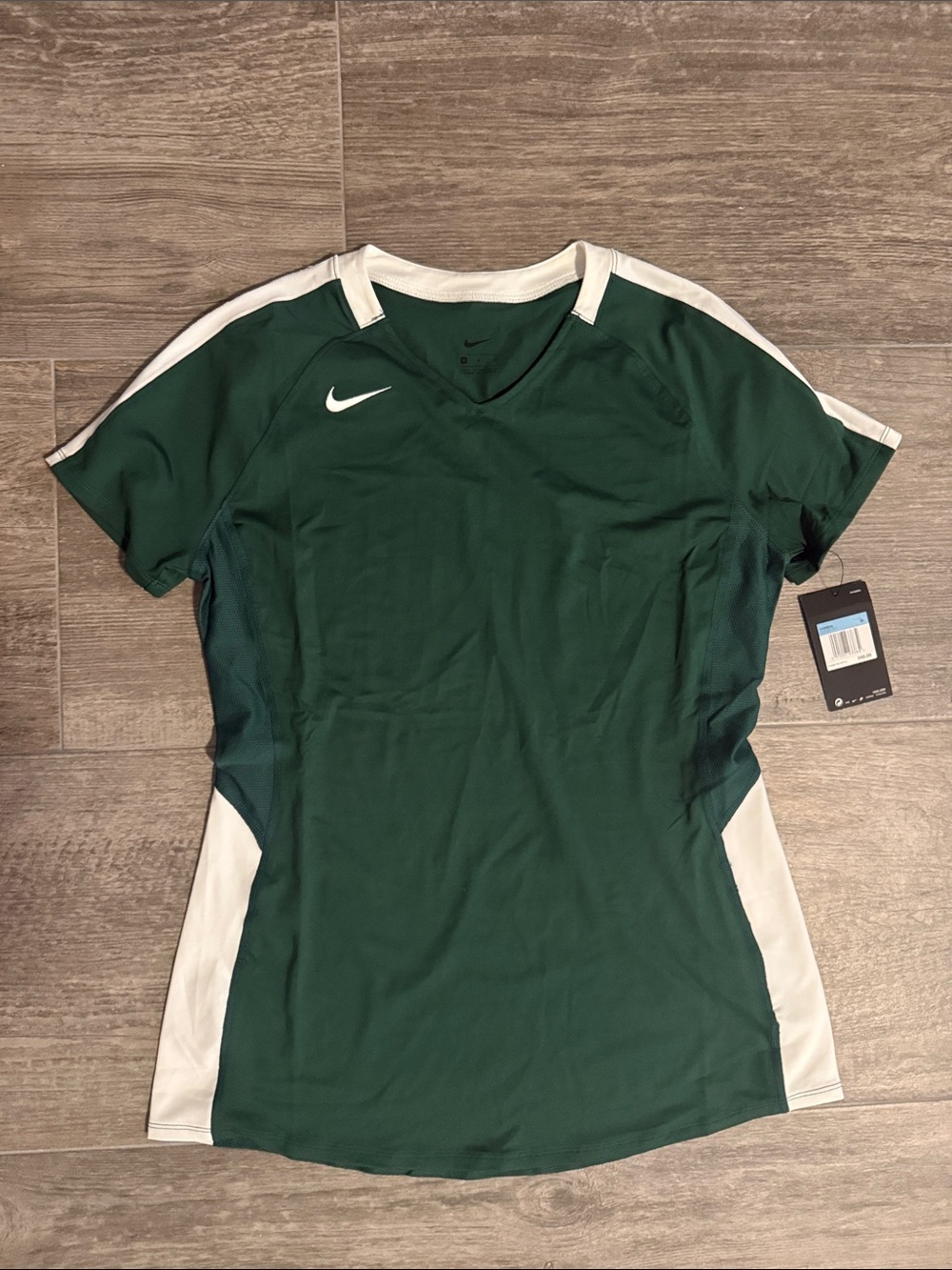 Nike Women’s Dark Green and White Short-Sleeve Soccer Jersey